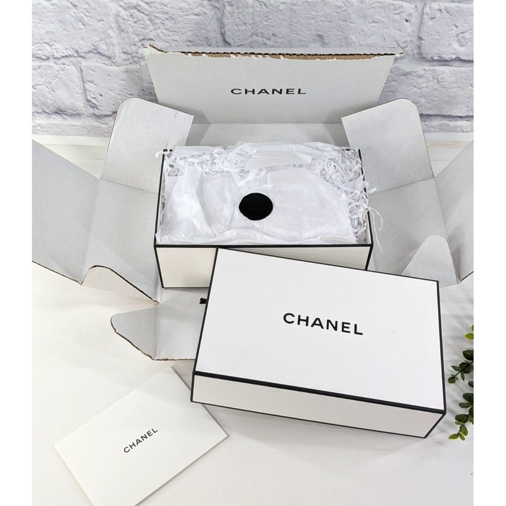 🖤Chanel Empty Gift Box White & Black Luxury Designer Packaging Note Card Seal